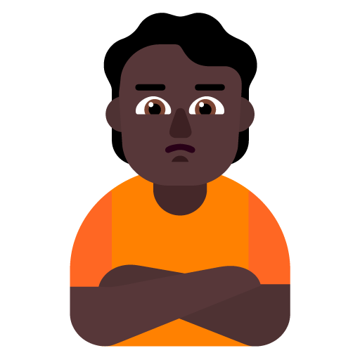 Microsoft design of the person pouting: dark skin tone emoji verson:Windows-11-22H2