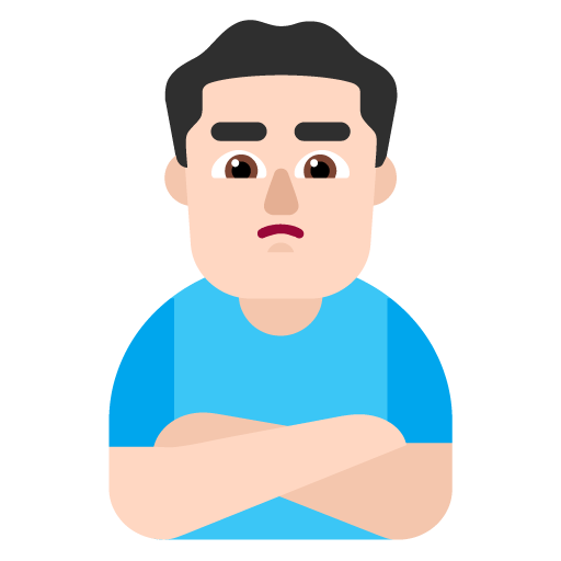 Microsoft design of the man pouting: light skin tone emoji verson:Windows-11-22H2