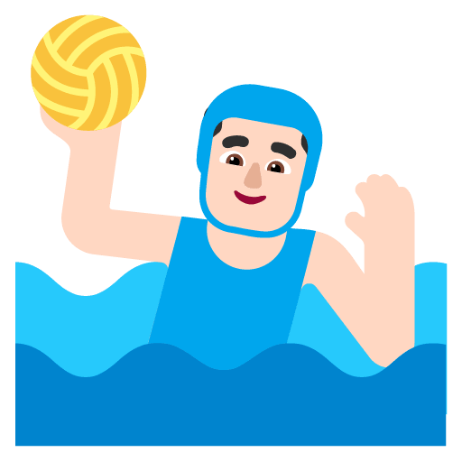 Microsoft design of the man playing water polo: light skin tone emoji verson:Windows-11-22H2