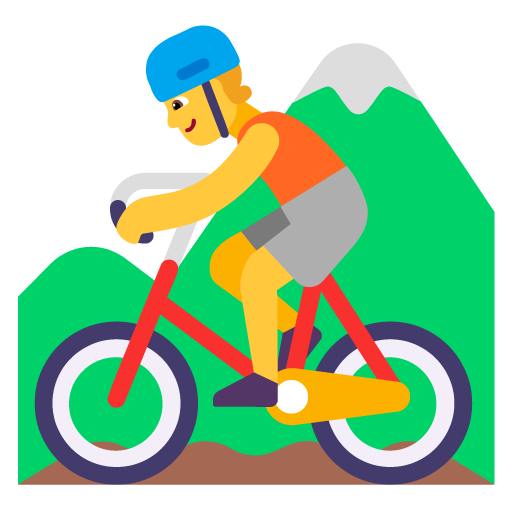 Microsoft design of the person mountain biking emoji verson:Windows-11-22H2
