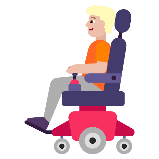Microsoft design of the person in motorized wheelchair: medium-light skin tone emoji verson:Windows-11-22H2