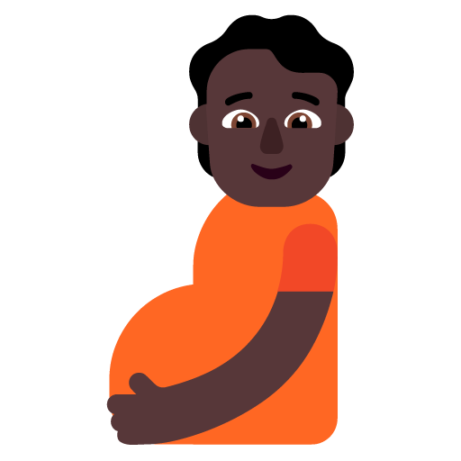 Microsoft design of the pregnant person: dark skin tone emoji verson:Windows-11-22H2