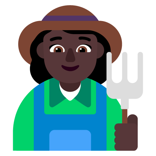 Microsoft design of the woman farmer: dark skin tone emoji verson:Windows-11-22H2