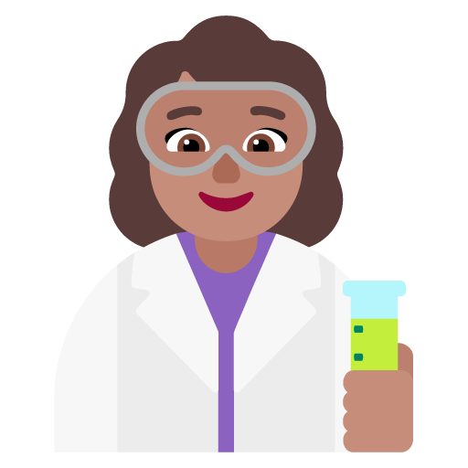 Microsoft design of the woman scientist: medium skin tone emoji verson:Windows-11-22H2