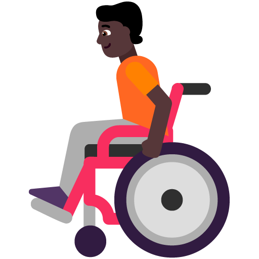 Microsoft design of the person in manual wheelchair: dark skin tone emoji verson:Windows-11-22H2