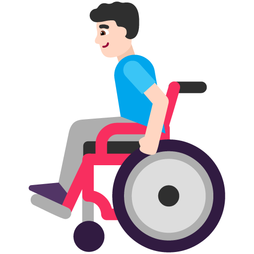Microsoft design of the man in manual wheelchair: light skin tone emoji verson:Windows-11-22H2