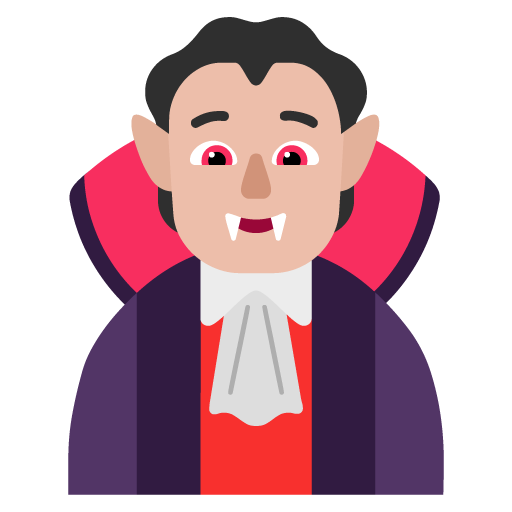 Microsoft design of the vampire: medium-light skin tone emoji verson:Windows-11-22H2