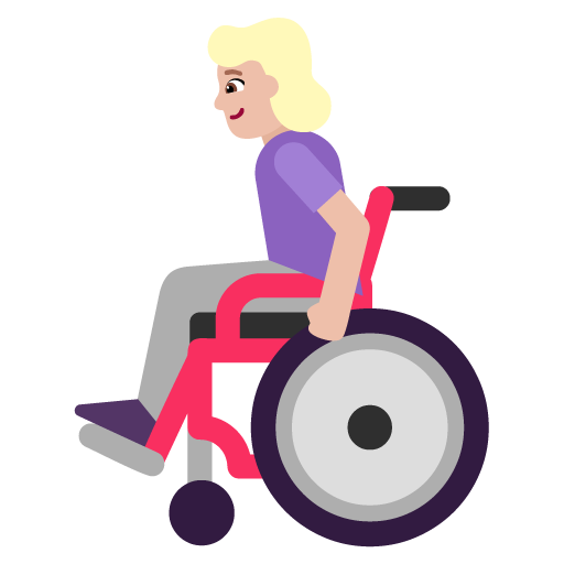 Microsoft design of the woman in manual wheelchair: medium-light skin tone emoji verson:Windows-11-22H2
