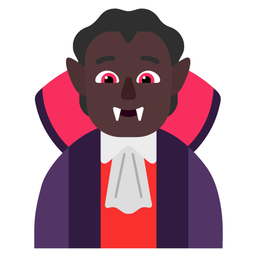 Microsoft design of the vampire: dark skin tone emoji verson:Windows-11-22H2