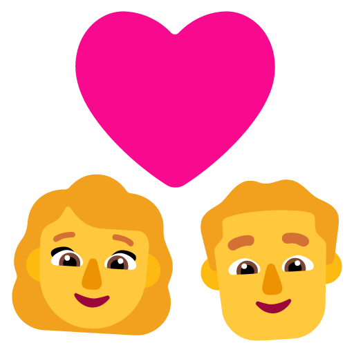 Microsoft design of the couple with heart: woman man emoji verson:Windows-11-22H2