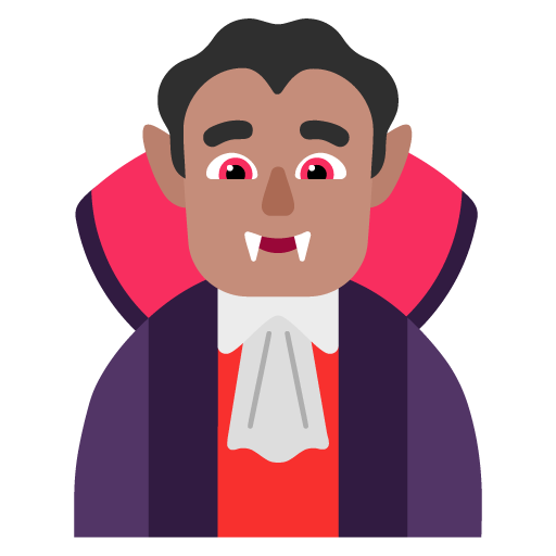 Microsoft design of the man vampire: medium skin tone emoji verson:Windows-11-22H2