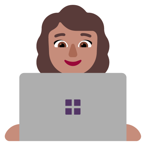 Microsoft design of the woman technologist: medium skin tone emoji verson:Windows-11-22H2