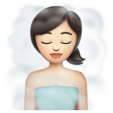 Whatsapp design of the woman in steamy room: light skin tone emoji verson:2.23.2.72