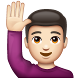 Whatsapp design of the man raising hand: light skin tone emoji verson:2.23.2.72