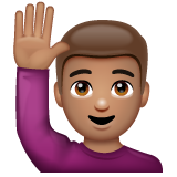 Whatsapp design of the man raising hand: medium skin tone emoji verson:2.23.2.72