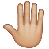 Whatsapp design of the raised back of hand: medium-light skin tone emoji verson:2.23.2.72