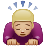 Whatsapp design of the person bowing: medium-light skin tone emoji verson:2.23.2.72