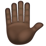 Whatsapp design of the raised hand: dark skin tone emoji verson:2.23.2.72