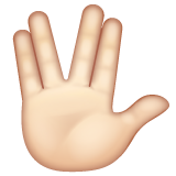 Whatsapp design of the vulcan salute: light skin tone emoji verson:2.23.2.72