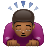 Whatsapp design of the person bowing: medium-dark skin tone emoji verson:2.23.2.72