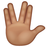 Whatsapp design of the vulcan salute: medium skin tone emoji verson:2.23.2.72
