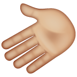Whatsapp design of the leftwards hand: medium-light skin tone emoji verson:2.23.2.72