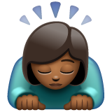 Whatsapp design of the woman bowing: medium-dark skin tone emoji verson:2.23.2.72