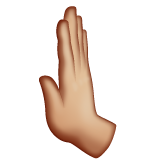 Whatsapp design of the leftwards pushing hand: medium-light skin tone emoji verson:2.23.2.72
