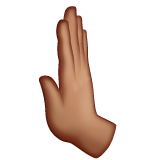 Whatsapp design of the leftwards pushing hand: medium skin tone emoji verson:2.23.2.72