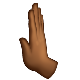 Whatsapp design of the leftwards pushing hand: medium-dark skin tone emoji verson:2.23.2.72