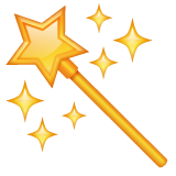 Whatsapp design of the magic wand emoji verson:2.23.2.72
