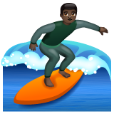 Whatsapp design of the man surfing: dark skin tone emoji verson:2.23.2.72