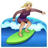 Whatsapp design of the woman surfing: medium-light skin tone emoji verson:2.23.2.72