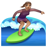 Whatsapp design of the woman surfing: medium skin tone emoji verson:2.23.2.72