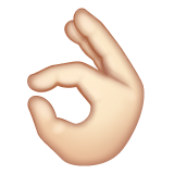 Whatsapp design of the OK hand: light skin tone emoji verson:2.23.2.72