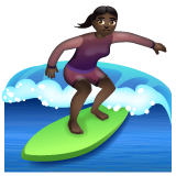 Whatsapp design of the woman surfing: dark skin tone emoji verson:2.23.2.72
