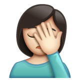 Whatsapp Whatsapp design of the woman facepalming: light skin tone emoji verson:2.23.2.72