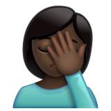 Whatsapp design of the woman facepalming: dark skin tone emoji verson:2.23.2.72