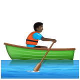 Whatsapp design of the man rowing boat: dark skin tone emoji verson:2.23.2.72