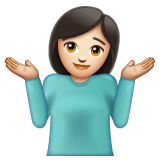 Whatsapp design of the person shrugging: light skin tone emoji verson:2.23.2.72