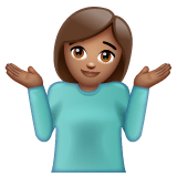 Whatsapp design of the person shrugging: medium skin tone emoji verson:2.23.2.72