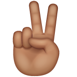 Whatsapp design of the victory hand: medium skin tone emoji verson:2.23.2.72