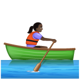 Whatsapp design of the woman rowing boat: dark skin tone emoji verson:2.23.2.72