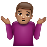 Whatsapp design of the man shrugging: medium skin tone emoji verson:2.23.2.72