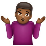 Whatsapp design of the man shrugging: medium-dark skin tone emoji verson:2.23.2.72