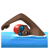 Whatsapp design of the person swimming: dark skin tone emoji verson:2.23.2.72