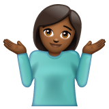 Whatsapp design of the woman shrugging: medium-dark skin tone emoji verson:2.23.2.72