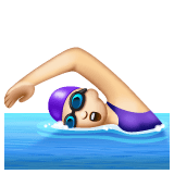 Whatsapp design of the woman swimming: light skin tone emoji verson:2.23.2.72