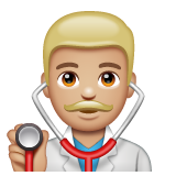 Whatsapp design of the man health worker: medium-light skin tone emoji verson:2.23.2.72