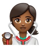Whatsapp design of the woman health worker: medium-dark skin tone emoji verson:2.23.2.72
